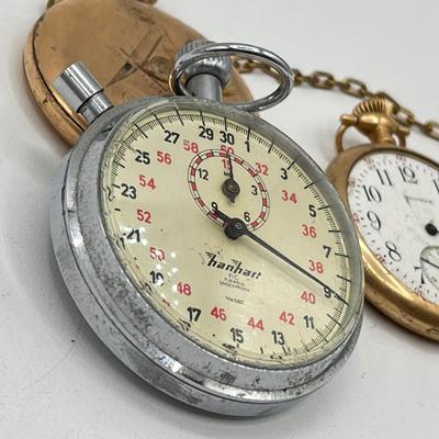 LOT 175J: Big Watch / Watch Part Lot for Parts or Repair - LeJour 17-Jewel Diving Watch, Waltham Pocket Watches and More