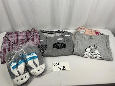 Lot. J 318 Three Pajama Sets Pair of Bunny Slippers
