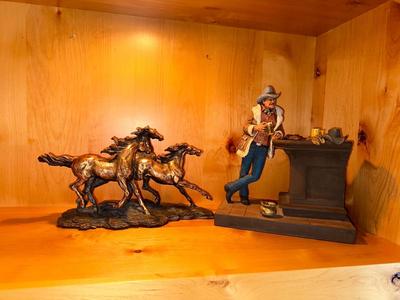 MICHAEL GARMAN SCULPTURE AND HORSE STATUE