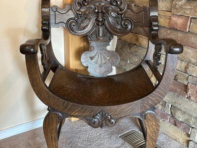 ANTIQUE CARVED ARM CHAIR FIT FOR THE KING OR QUEEN IN YOUR HOME