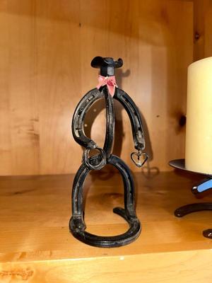 HORSESHOE COWBOY AND CANDLE HOLDER