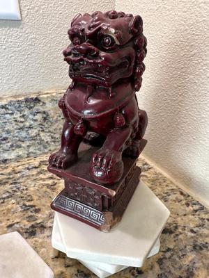 Chinese Figurine/Bookends and marble coasters