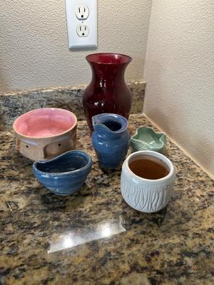 Ruby Red Vase and pottery