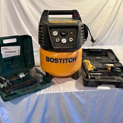 Bostitch Air Compressor w/Nail Gun and Hitachi Brad Nailer (B2-ES)