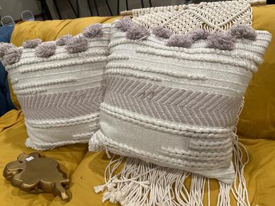 Pillows and a macramé