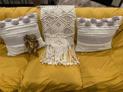 Pillows and a macramé