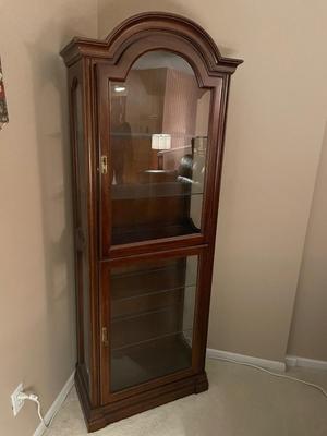 Curio cabinet. 28”w x 13.5d x 73.5h