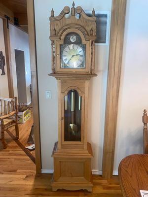 WORKING TRIPLE CHIME TEMPUS FUGIT GRANDFATHER CLOCK HAND CRAFTED IN BOULDER, CO.