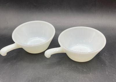 Anchor Hocking Milk Glass Handled Bowl