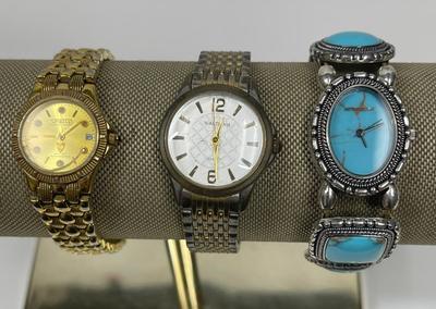 Lot of 3 ladies’ watches CROTON, WALTHAM, Turquoise & Silver-tone