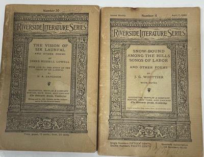 (2) Riverside Literature Series Paper Booklets - #4 & #30 Houghton, Mifflin & Co. c. 1906