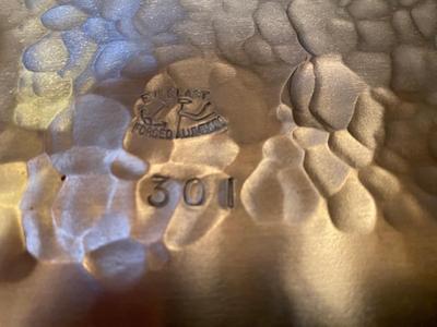HAMMERED ALUMINUM AND GLASS SERVING PIECES