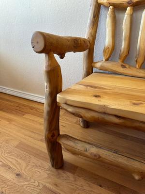 BEAUTIFUL LOG BENCH WITH BACK AND ARMS