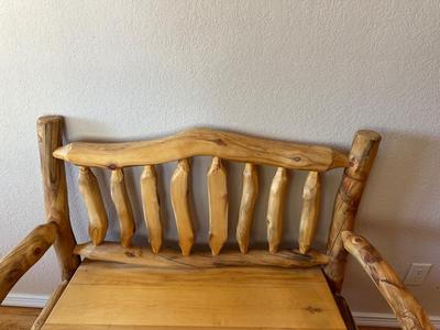 BEAUTIFUL LOG BENCH WITH BACK AND ARMS