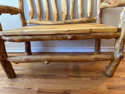 BEAUTIFUL LOG BENCH WITH BACK AND ARMS
