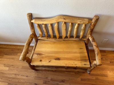 BEAUTIFUL LOG BENCH WITH BACK AND ARMS