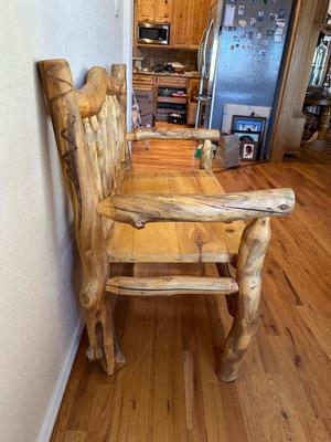 BEAUTIFUL LOG BENCH WITH BACK AND ARMS
