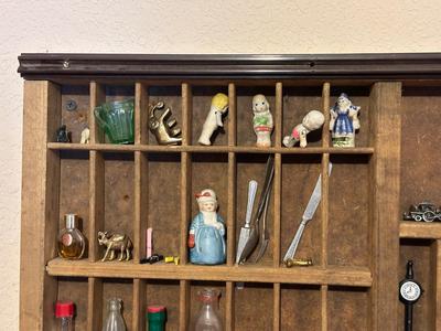 PRINTERS DRAWER SHADOW BOX WITH SOME GREAT TRINKETS AND MINIATURE TREASURES