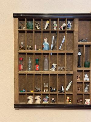 PRINTERS DRAWER SHADOW BOX WITH SOME GREAT TRINKETS AND MINIATURE TREASURES