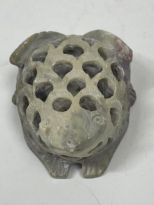 Hand Carved Soapstone Vase Frog Frog Shaped Flower Arranging Tool
