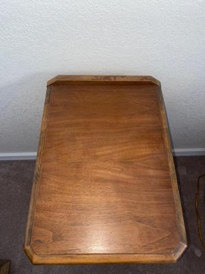 ANTIQUE 2 DRAWER NIGHT STAND AND GLASS GLOBE LAMP (1of2)