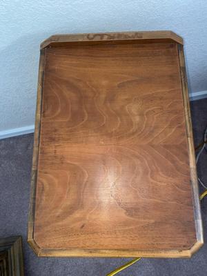 ANTIQUE 2 DRAWER NIGHT STAND AND GLASS GLOBE LAMP (2of2)