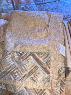 QUEEN BED COMFORTER SET WITH ELECTRIC HEATED MATTRESS PAD AND REGULAR MATTRESS PAD