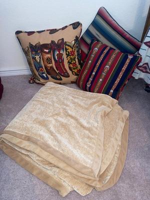 FULL SIZE CHANEL BLANKET AND THROW PILLOWS