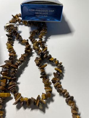 NIB Avon Pink necklace set, Topaz necklace set, Tigers Eye necklace