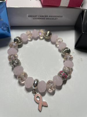 NIB Avon Ring watch, Breast Cancer Awareness bracelet, Love at First Sight earrings