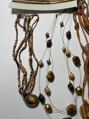 Wood-tone necklaces