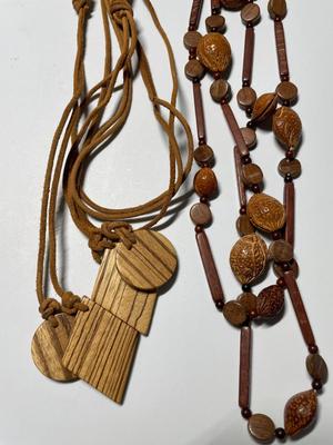 Wood-tone necklaces