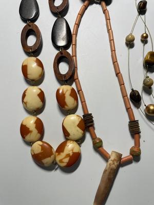 Wood-tone necklaces