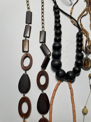 Wood-tone necklaces