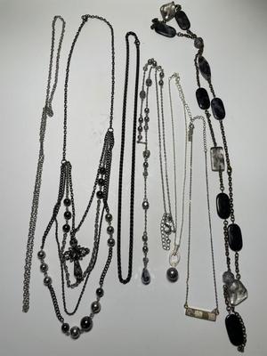 Assorted silver-tone necklaces