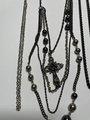 Assorted silver-tone necklaces