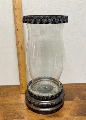 Glass & Iron Hurricane Candle Holder