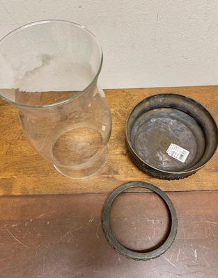 Glass & Iron Hurricane Candle Holder