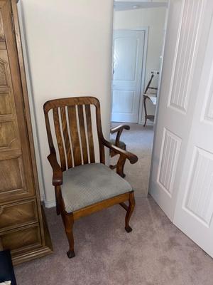 CAPTAINS CHAIR AND BEVELED MIRROR