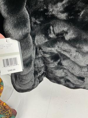 Lot K 337 NWT Gallery New York Ladies Faux Fur Coat Earmuffs Gloves Scarves