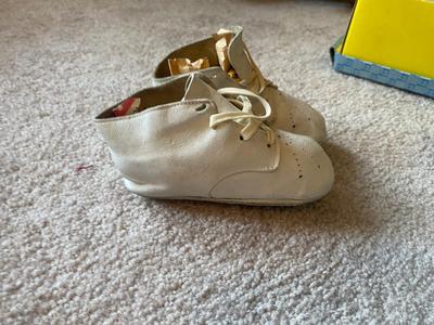 VINTAGE BABY SHOES, DECORATIVE ROCKING HORSE AND CLOCK