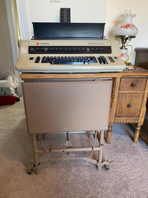 OLYMPIA TYPEWRITER AND TYPEWRITER TABLE