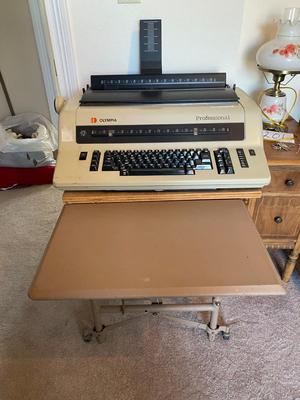 OLYMPIA TYPEWRITER AND TYPEWRITER TABLE