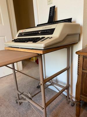 OLYMPIA TYPEWRITER AND TYPEWRITER TABLE