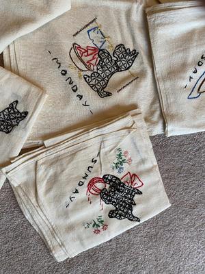 7 DAY SCOTTY DOG EMBROIDERED TEA TOWELS