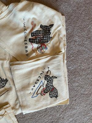 7 DAY SCOTTY DOG EMBROIDERED TEA TOWELS