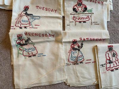 7 WEEK DAY CHORES EMBROIDERED TEA TOWELS