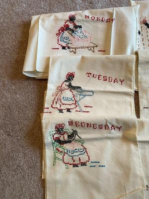 7 WEEK DAY CHORES EMBROIDERED TEA TOWELS