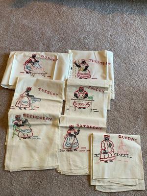 7 WEEK DAY CHORES EMBROIDERED TEA TOWELS