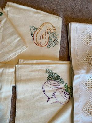 EMBROIDERED TEA TOWELS, NAPKINS, PILLOW CASES AND MORE!